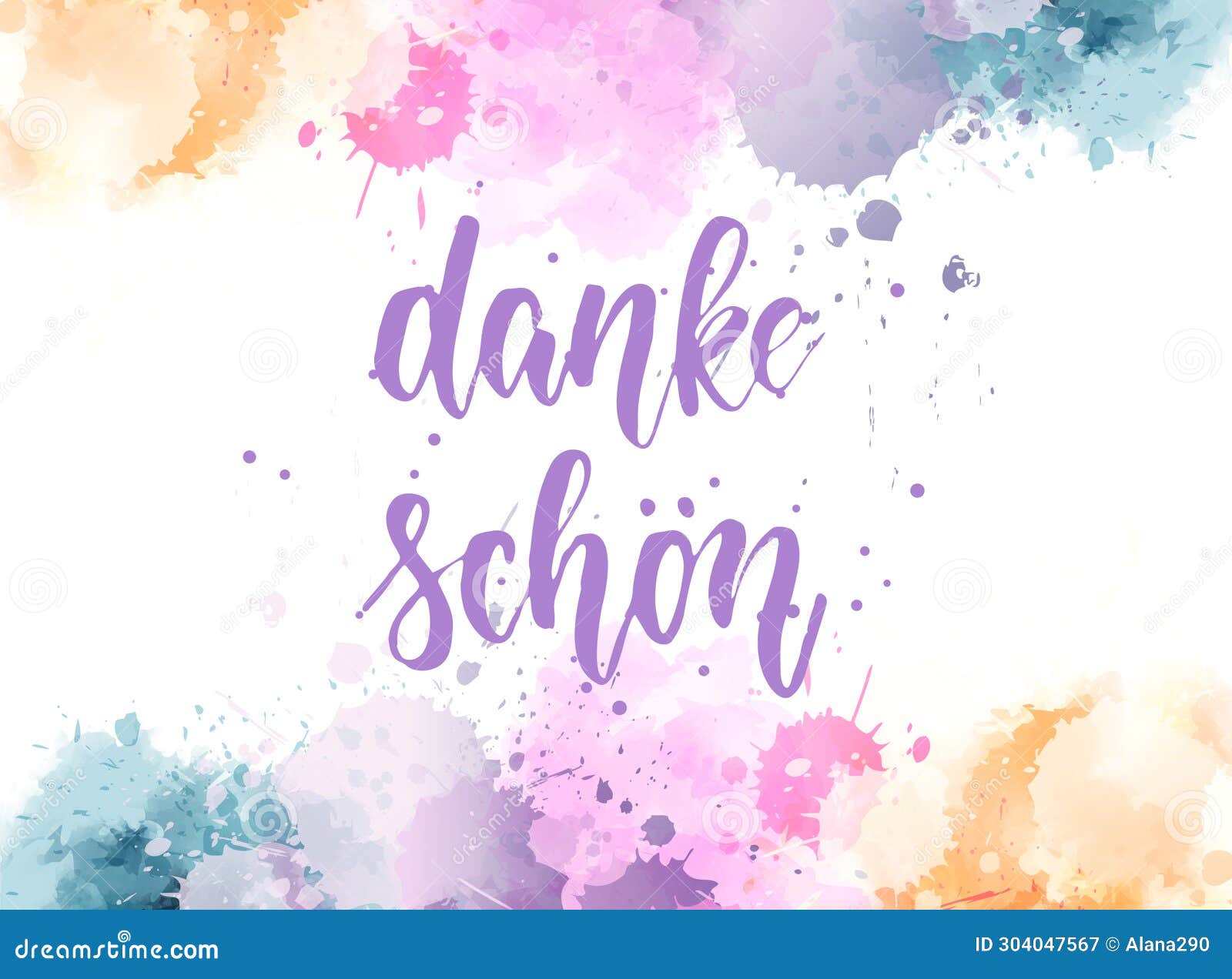 danke schon - thank you in german. handwritten modern calligraphy watercolor lettering text. colorful handlettering on watercolor