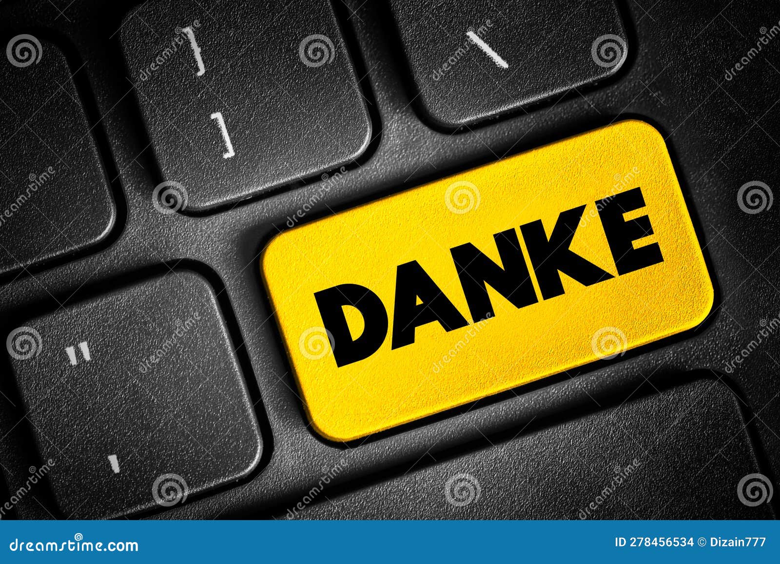 Danke (thank You in German) Text Button on Keyboard, Concept Background Stock Photo Image of