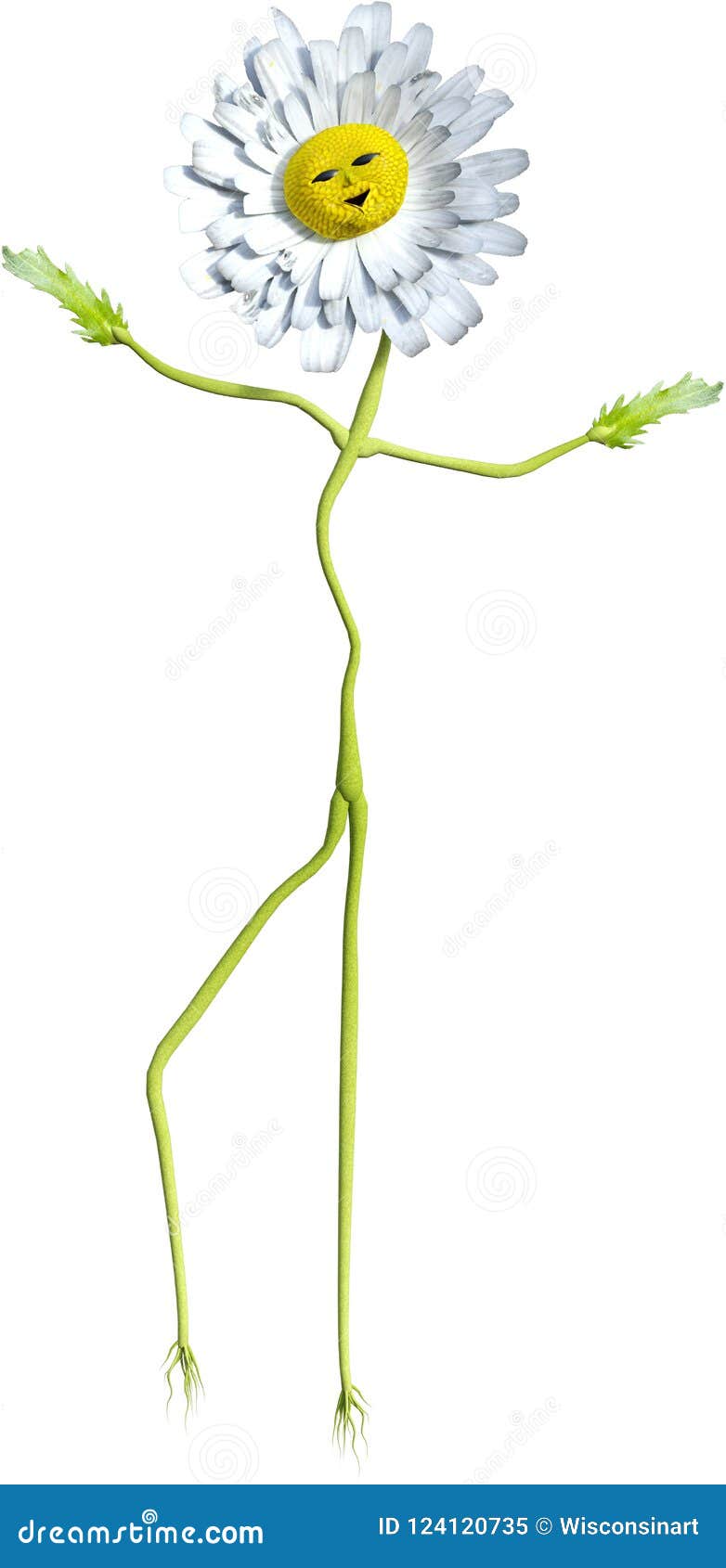 Danse Daisy Flower Man, D'isolement Image stock Illustration du