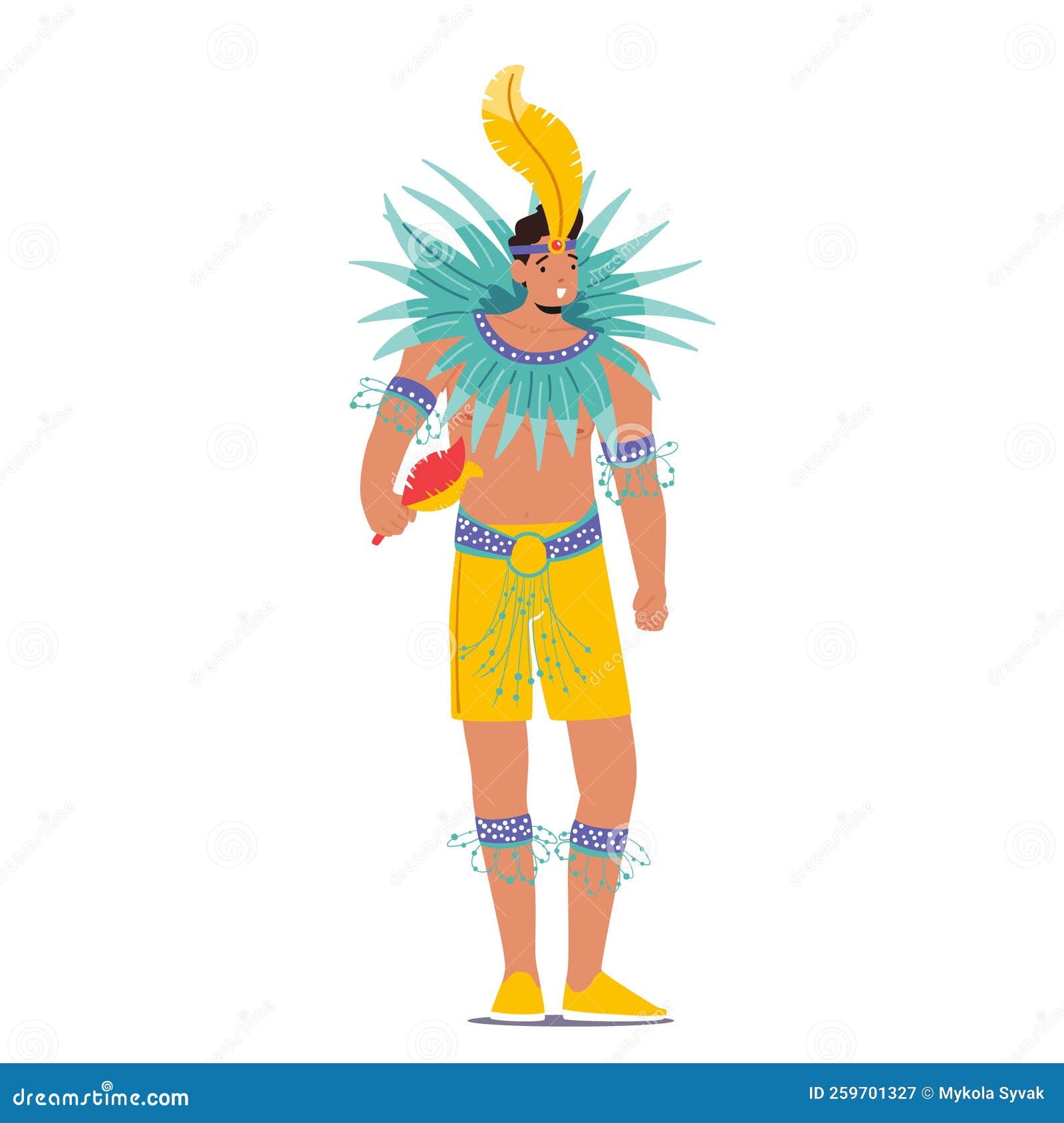 Homme Danseuse De Samba Avec Le Costume De Carnaval Décoré. Banque D'Images  et Photos Libres De Droits. Image 58465016