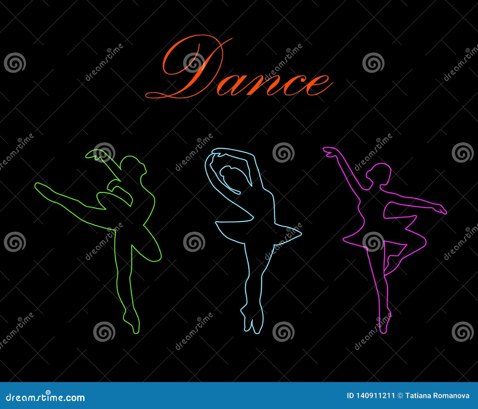 Danza de neón del ballet ilustración del vector. Ilustración de negro -  140911211