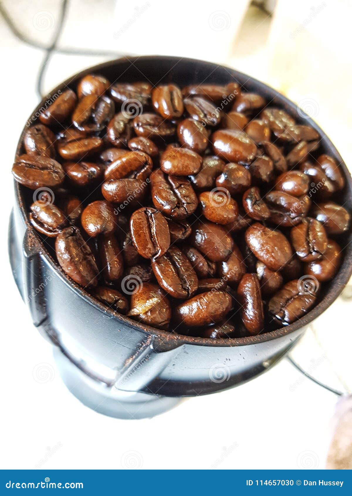 Dar Roast Coffee Beans in a Grinder Stock Photo Image of rise, fresh