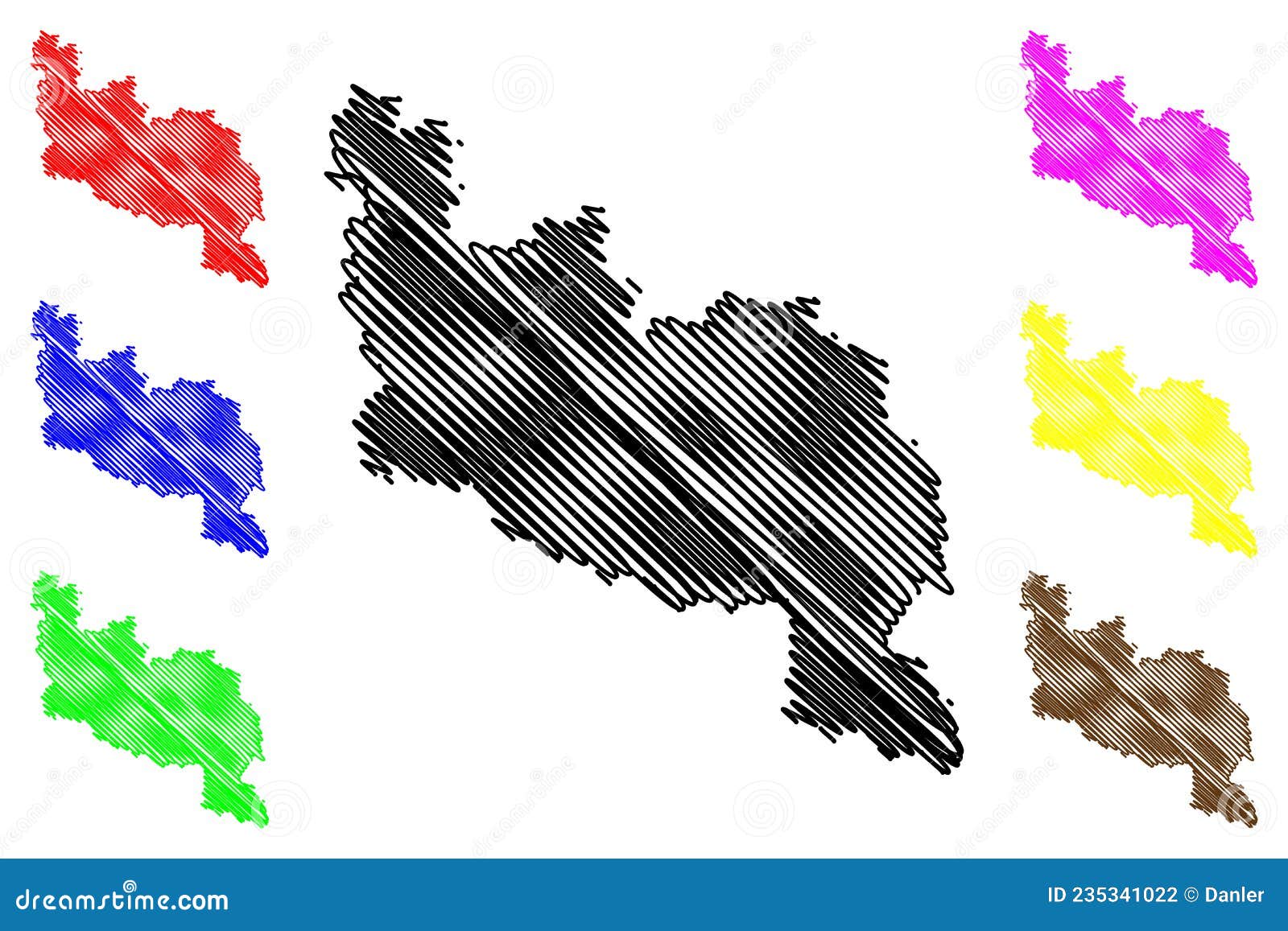 Darbhanga District Bihar State, Division, Republic of India Map Vector Illustration, Scribble