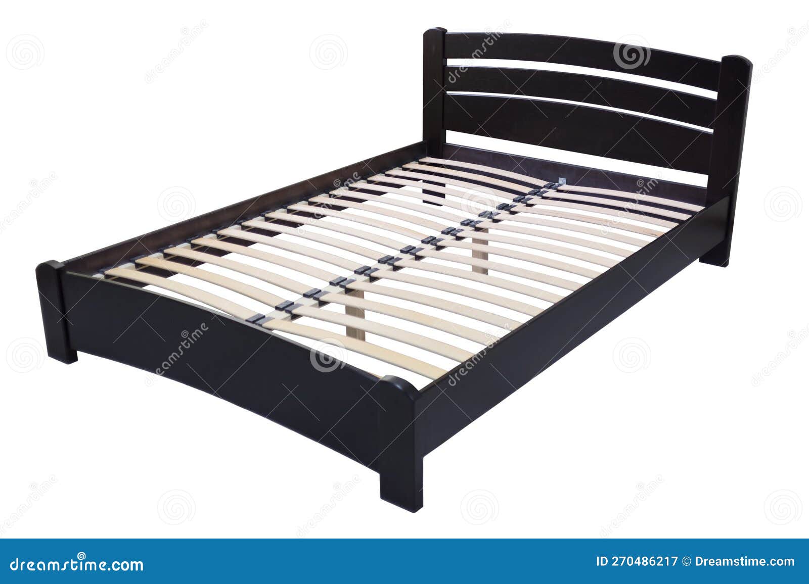 Dark Arched Wooden Bed with Slats Stock Image Image of room, interior