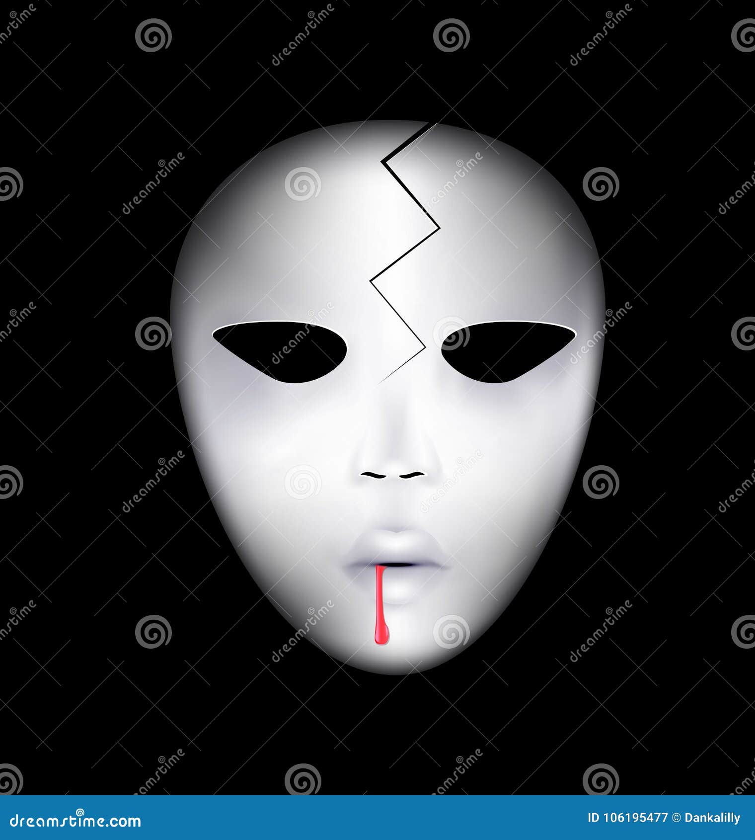 Mask of broken face stock vector. Illustration of masquerade 106195477