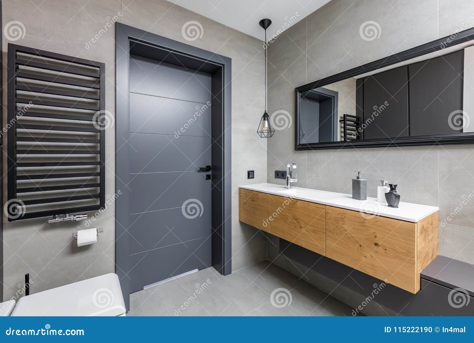 Dark Bathroom With Countertop Basin Stock Photo Image Of Design