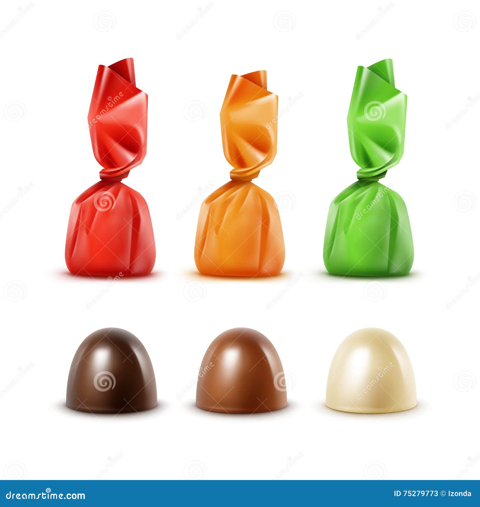 Dark Bitter White Milk Chocolate Candies Red Orange Foil Wrapper Stock Vector Illustration of