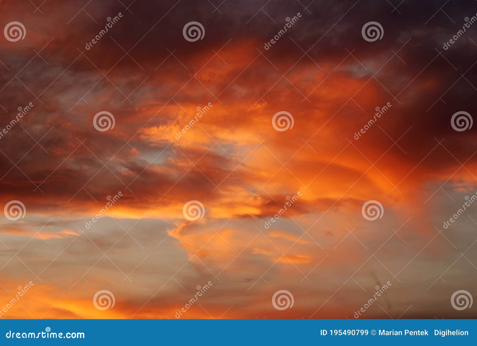 Dark Blood Red Sky Background Dramatic Heavy Clouds With The Hint Of The Sun At Sunset Many Orange Tones And Patterns Of Clouds Stock Image Image Of Scene Background 195490799