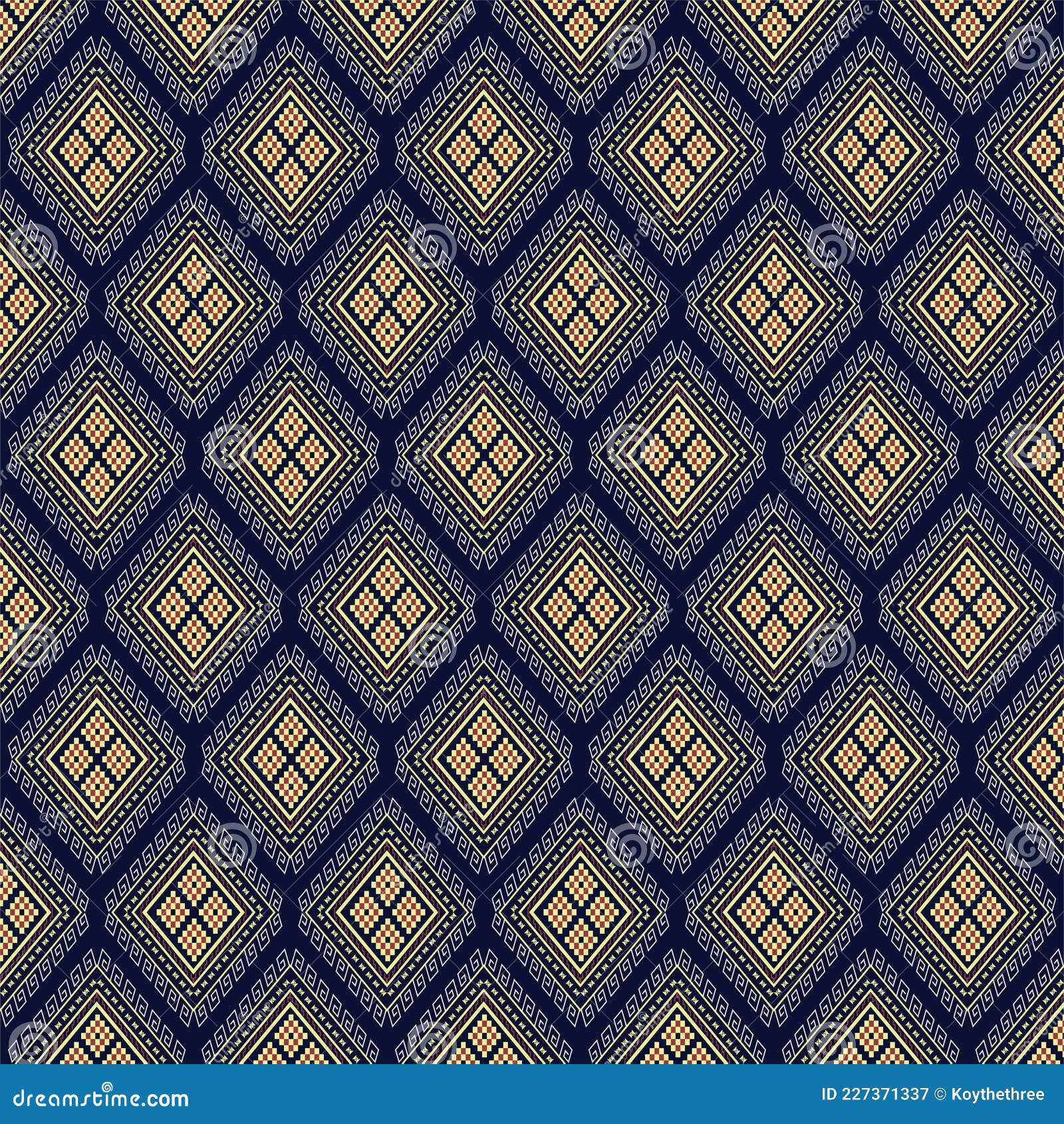 DARK Blue Background Geometric Ethnic Texture Embroidery Design, Bed ...