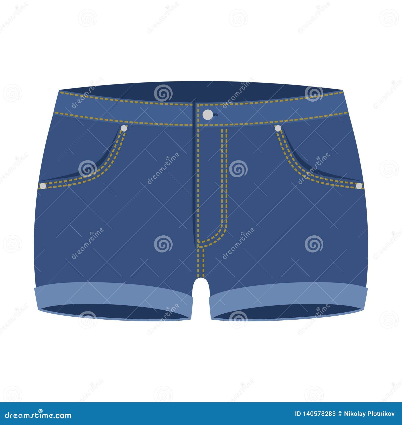 Dark Blue Denim Shorts Jeans Isolated on White Background. Women`s ...