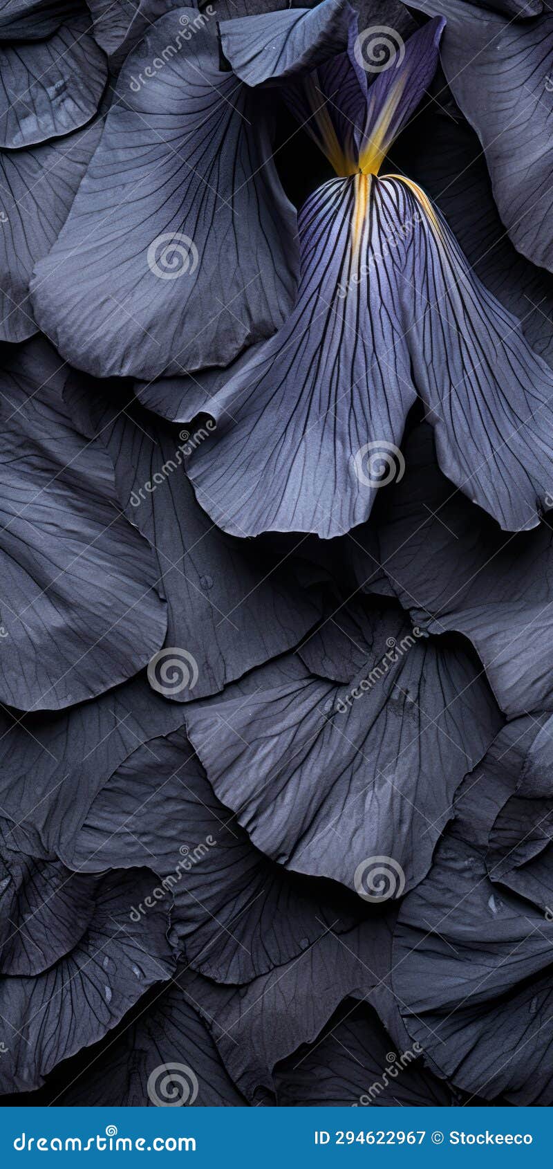 dark blue flowers with layered textural surfaces: a visual delight