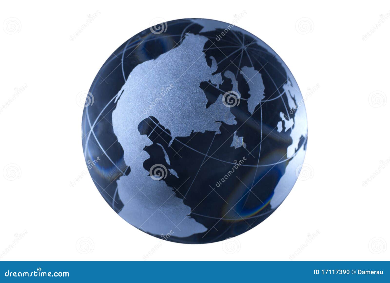 Dark blue glass globe stock photo. Image of earth, sphere 17117390