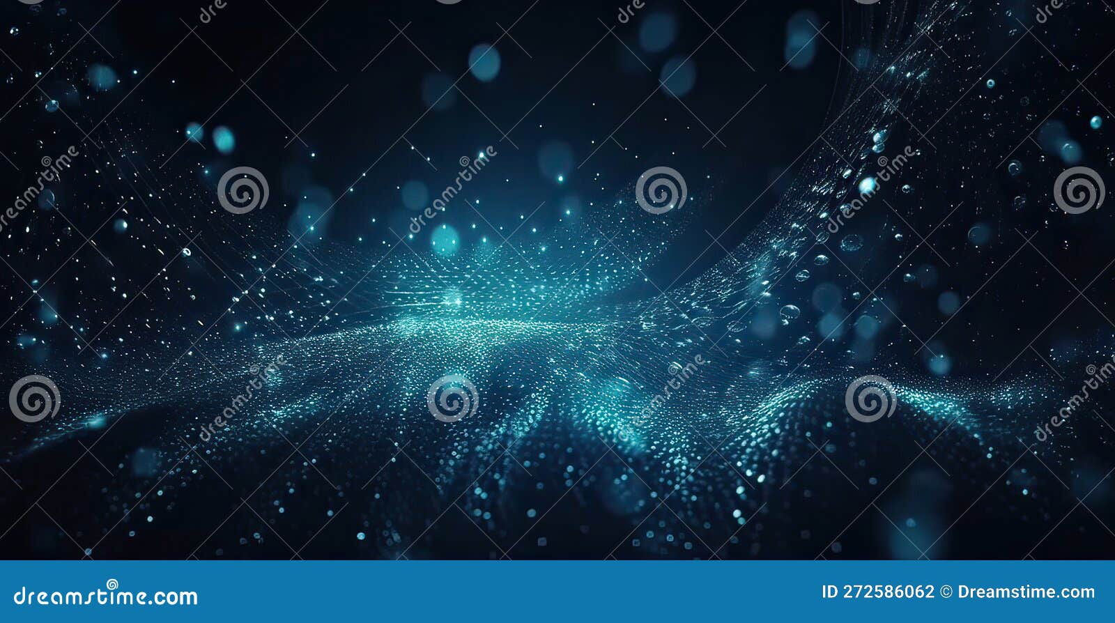 Dark Blue and Glow Particle Abstract Background. Stock Illustration
