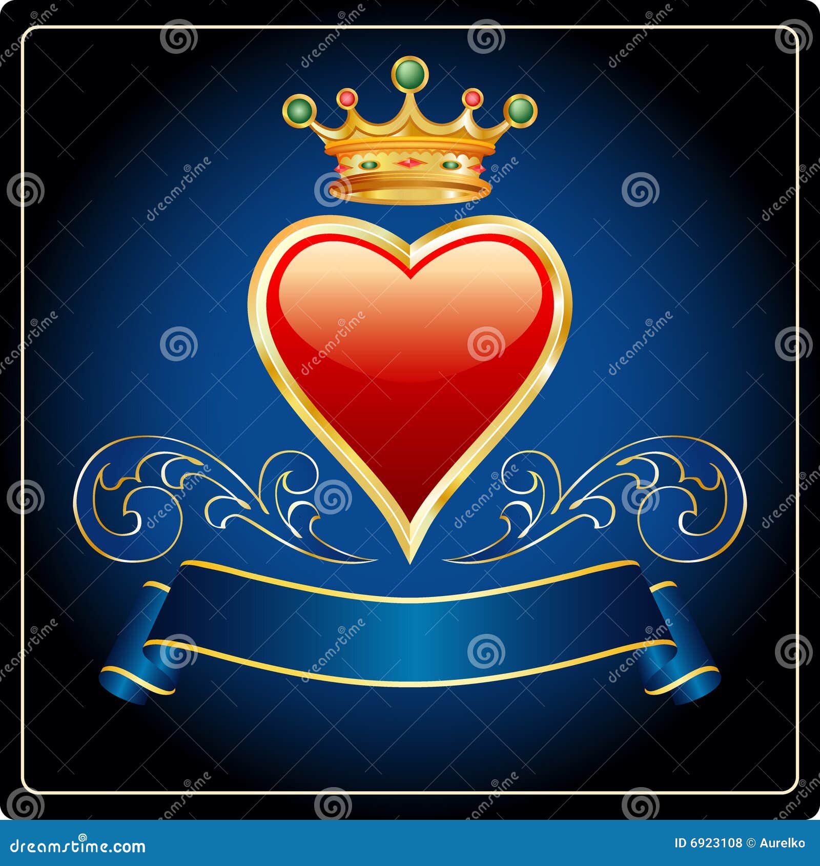 Dark Blue Gold Heart Royalty Free Stock Photos Image 6923108