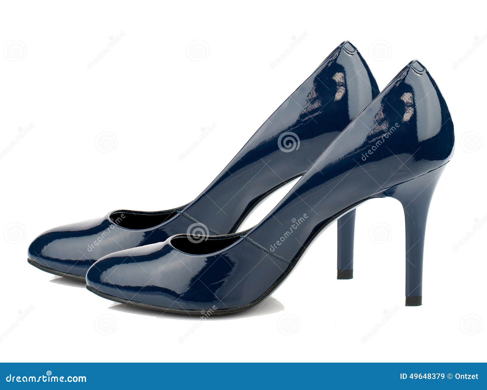 Dark Blue High Heel Shoes Isolated on White Background. Stock Image