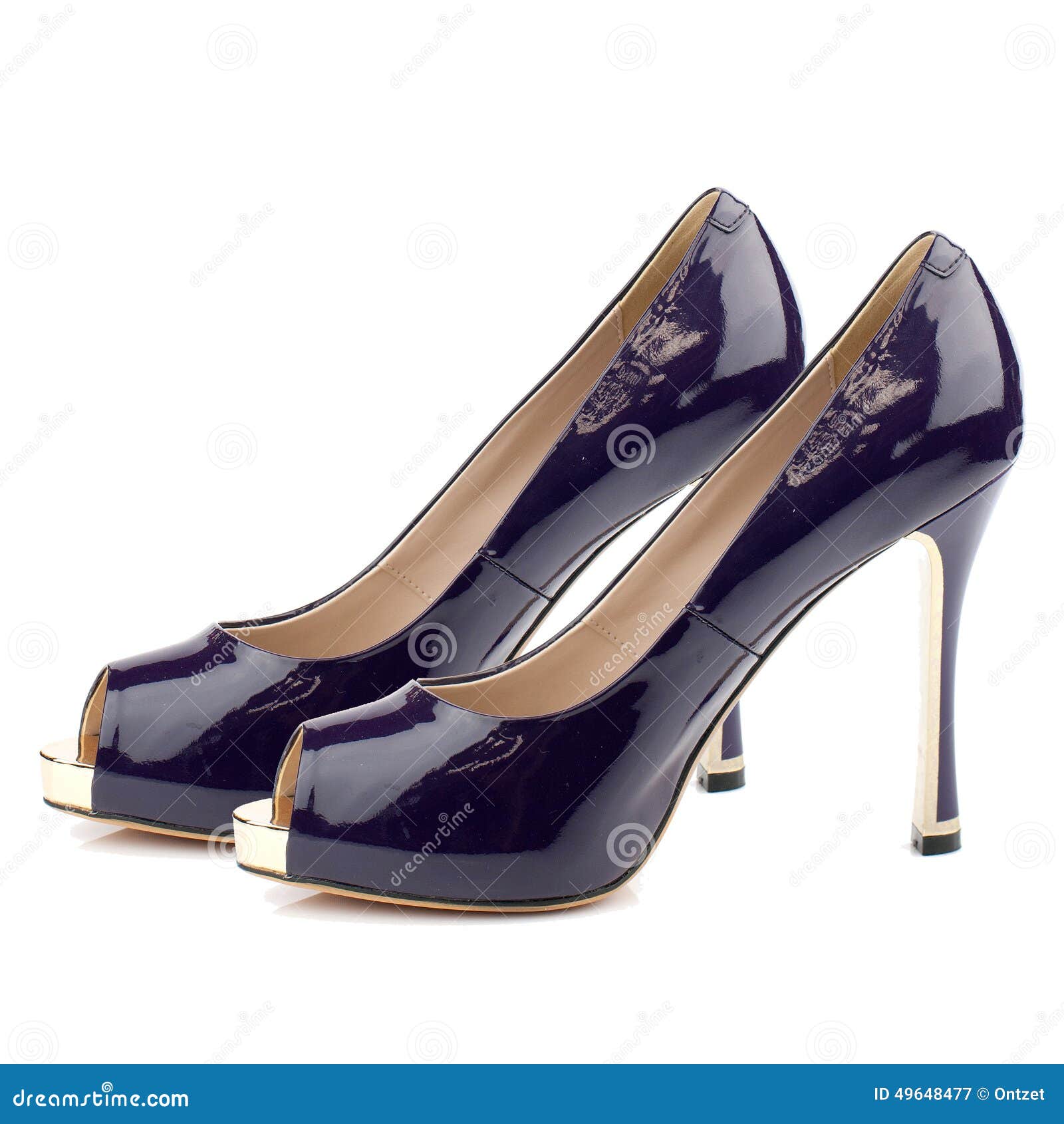 Dark Blue High Heel Shoes Isolated on White Background. Stock Image ...