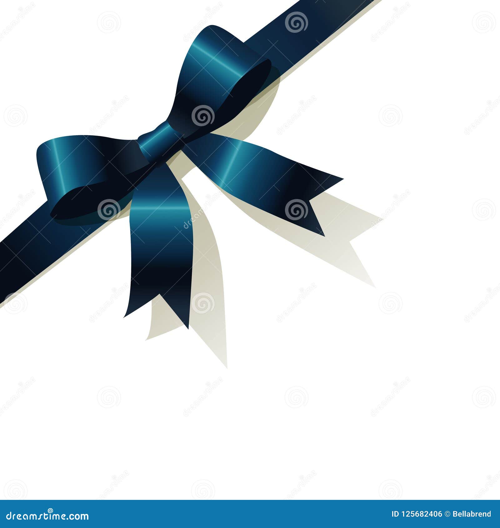 Dark Blue Ribbon on a White Background. Stock Vector