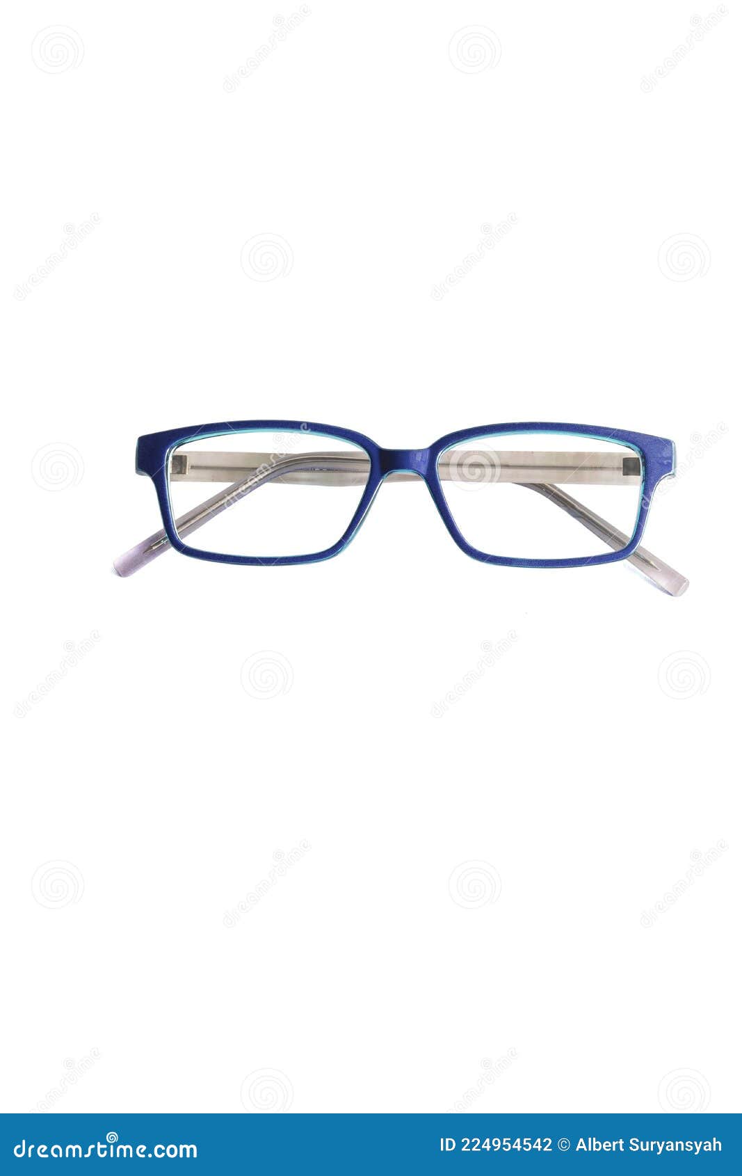 Dark Blue Square Eyeglass Frames in the Photo from the Front Isolated