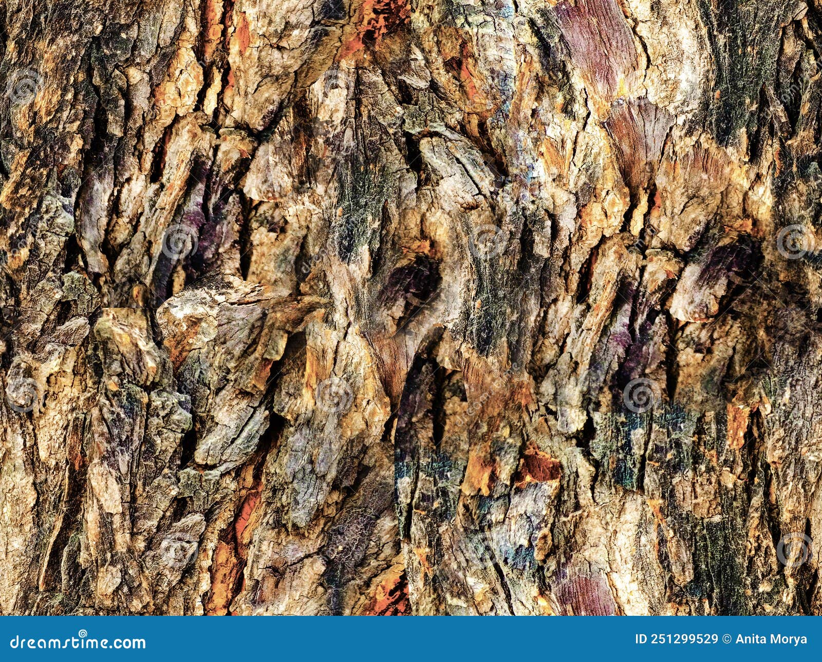 Dark Brown Color Rough Tree Stem Seamless Texture Stock Image Image