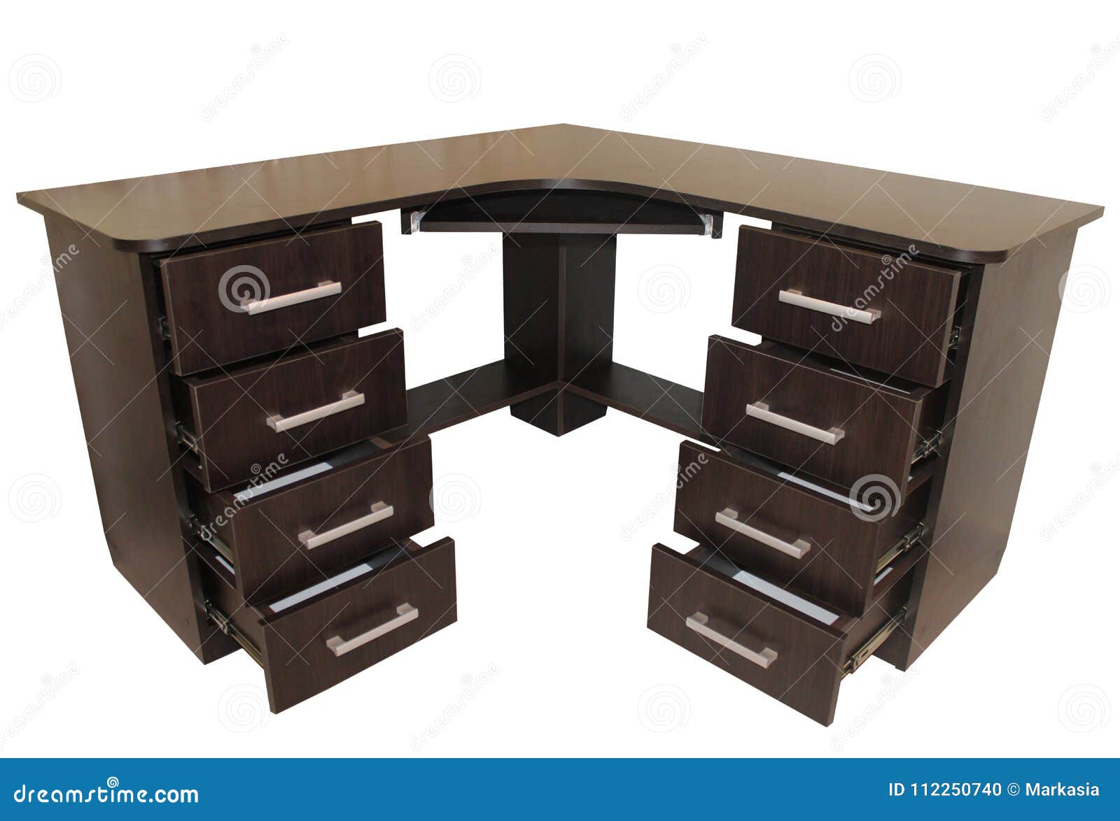 Dark Brown Computer Desk Isolated on White Stock Photo Image of