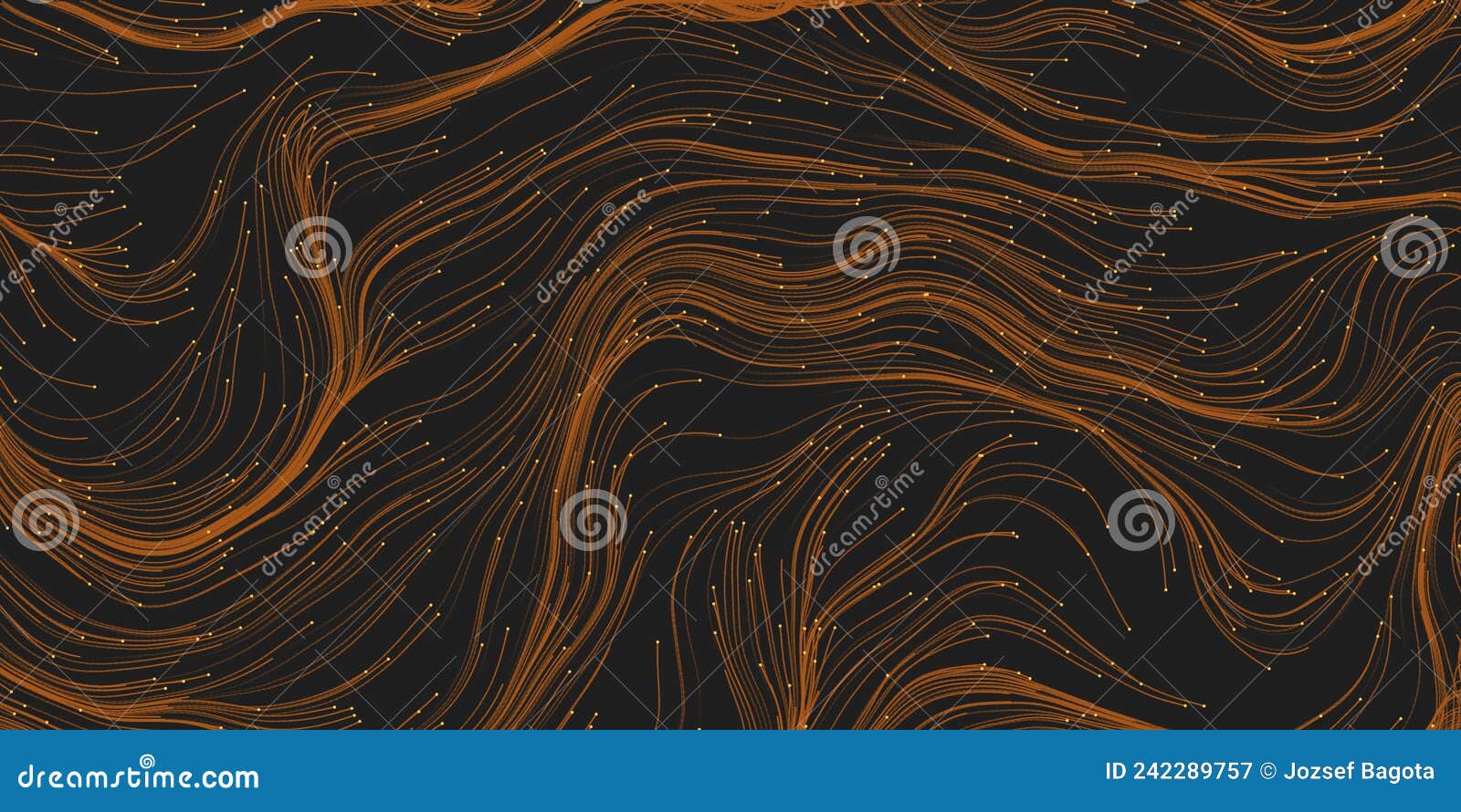 dark brown moving, flowing particles in curving, arborescent lines, striped pattern