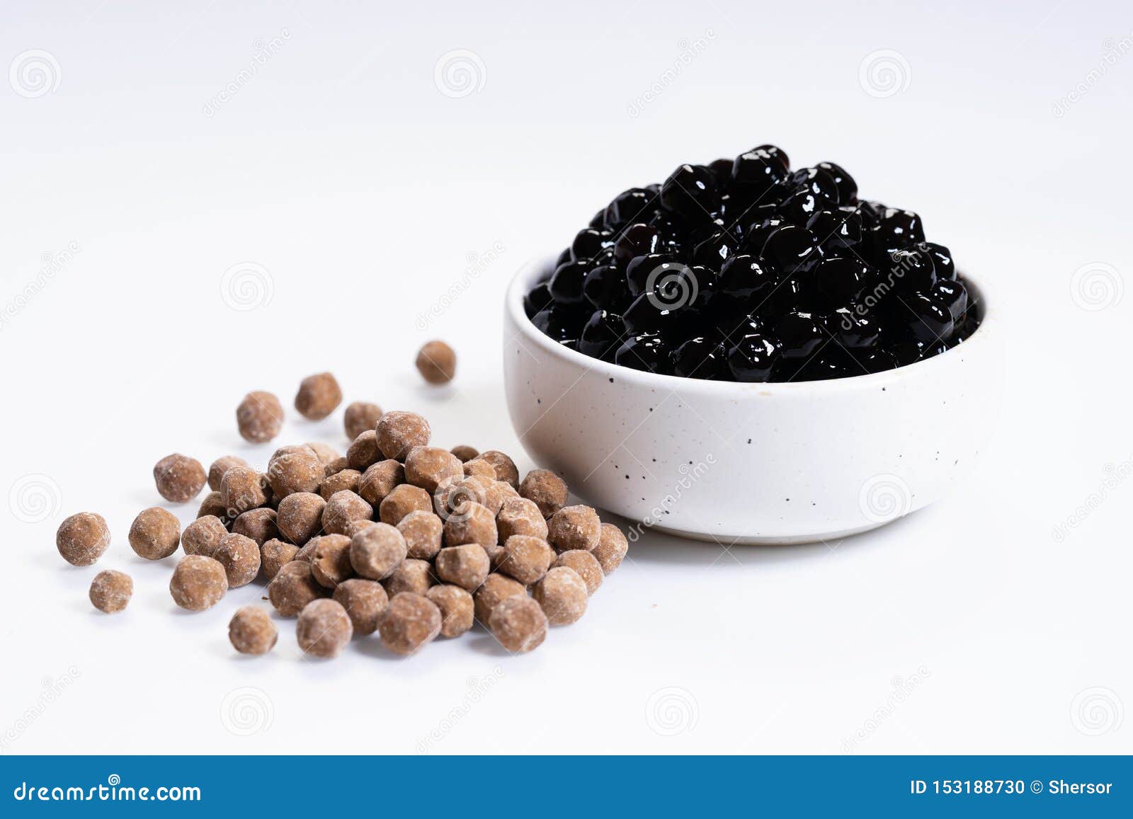 Dark brown sugar pearls stock photo. Image of tapioca 153188730