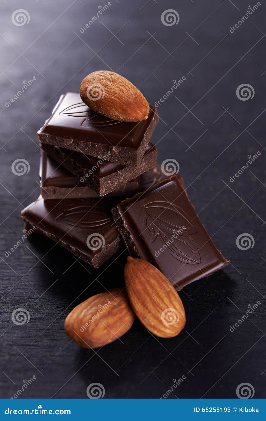 Dark Chocolate and Almonds Nuts Stock Image Image of delicious, black
