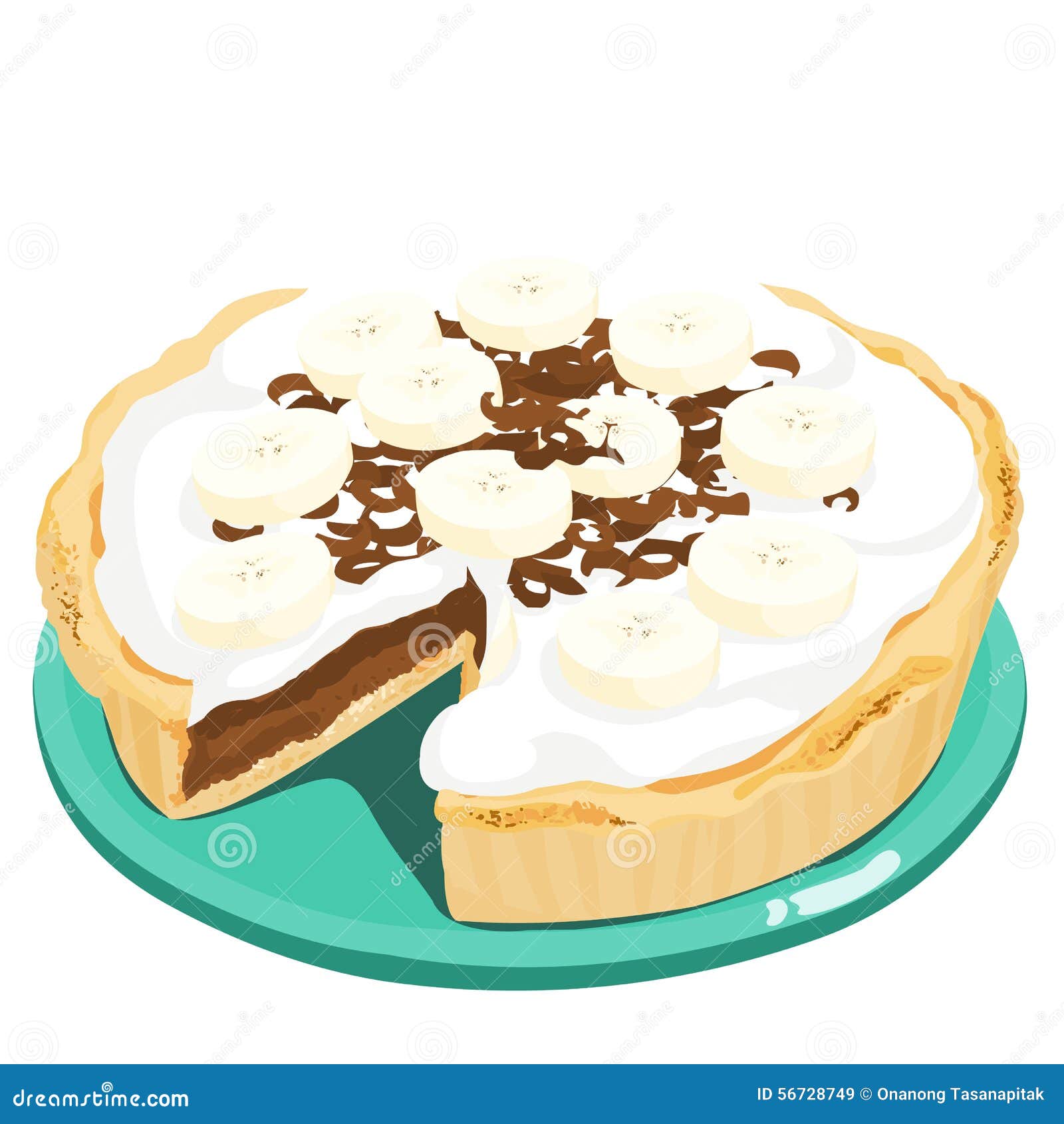 Dark Chocolate Banana Cream Pie Stock Vector Illustration of dish, bake 56728749