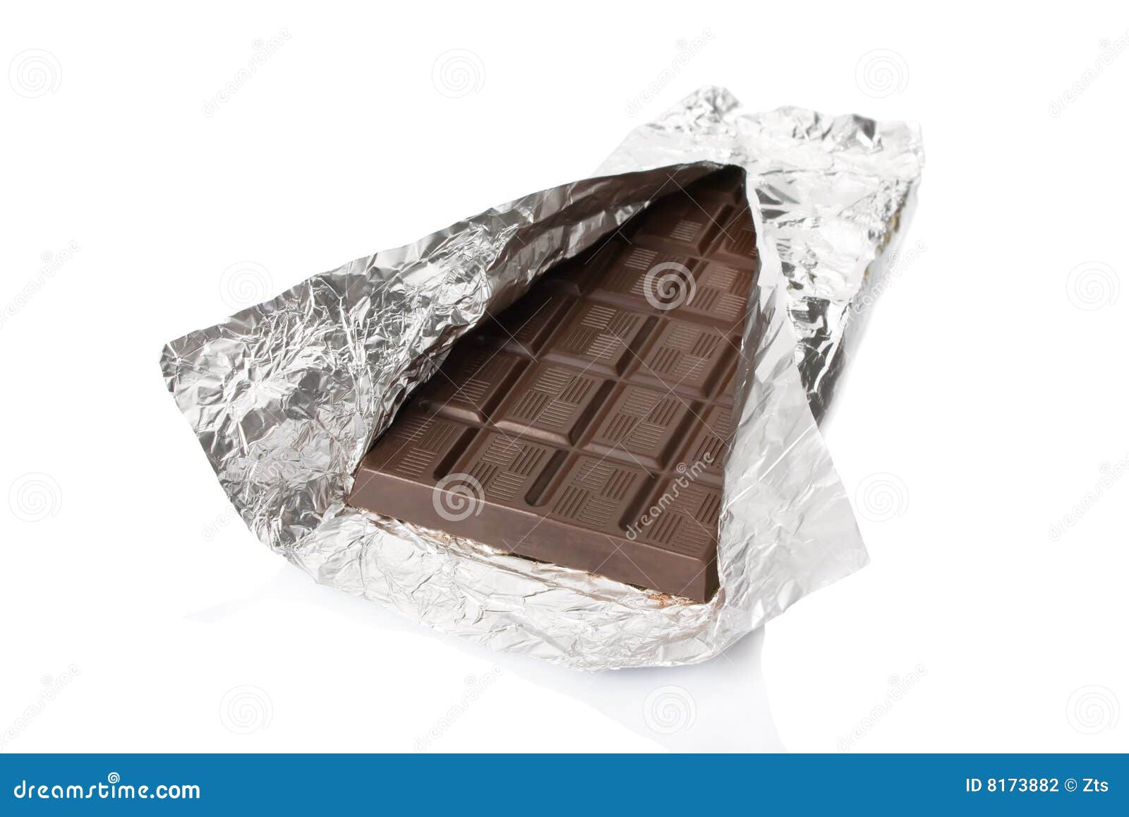 Dark Chocolate Bar Inside Tin Foil Stock Photo Image of treat, studio
