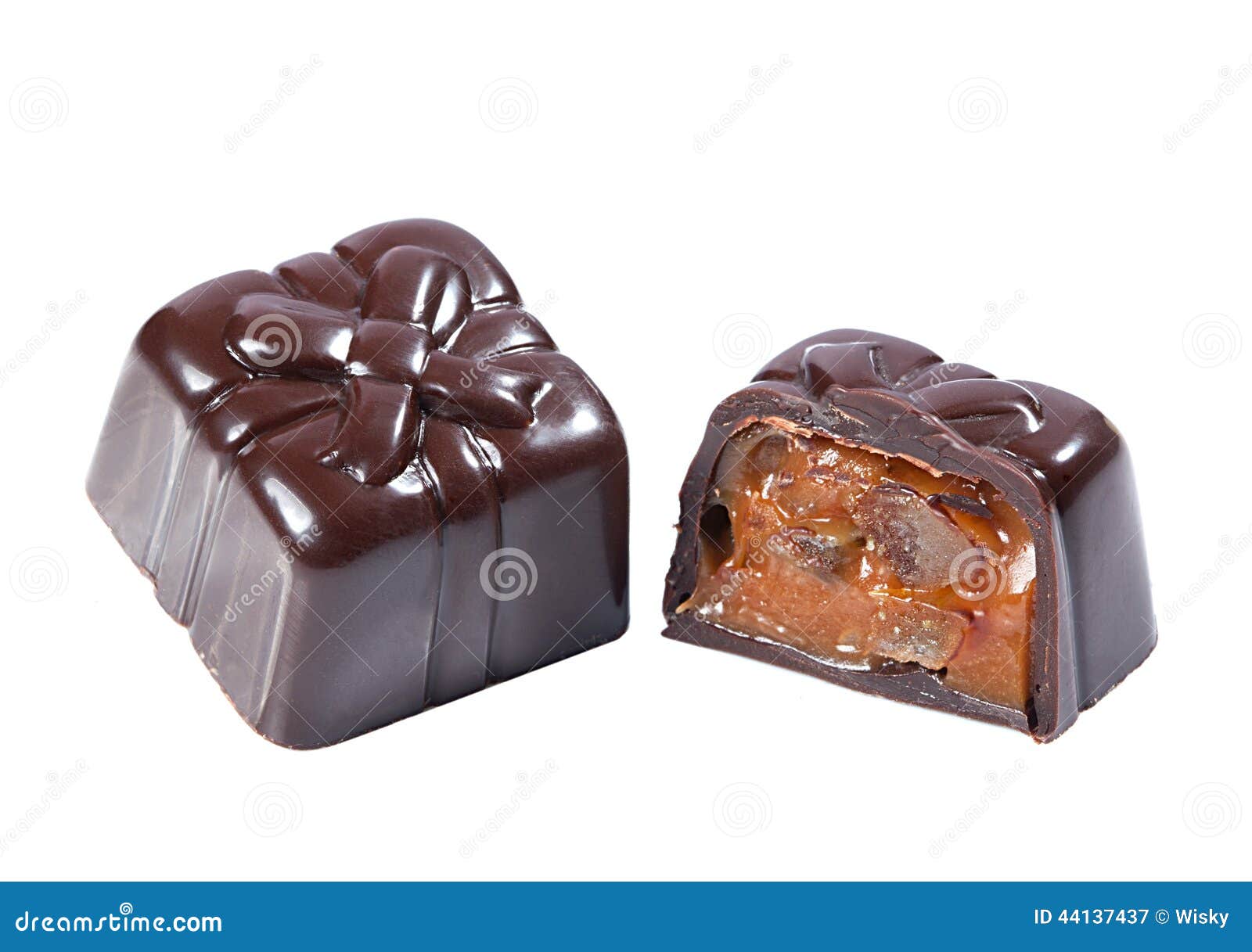 Dark Chocolate Candy with Caramel Filling Stock Image Image of