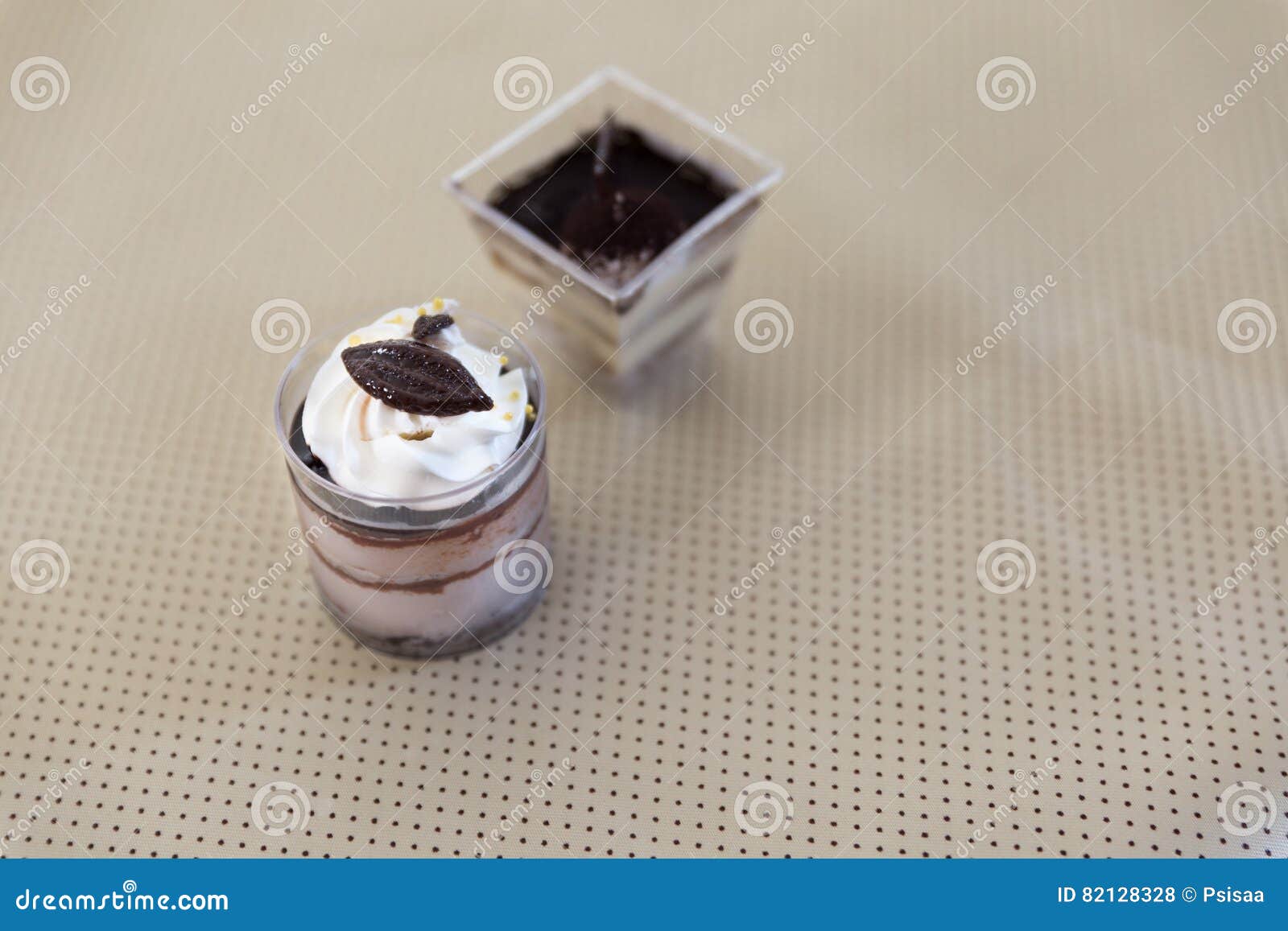 Dark Chocolate Mousse Cake with Whipping Cream Stock Photo Image of