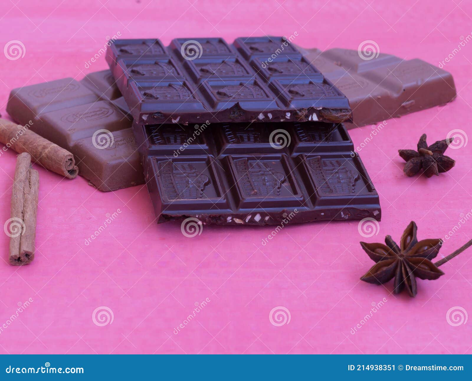 Dark Chocolate with Nuts and Cinnamon Milk Chocolate Stock Image