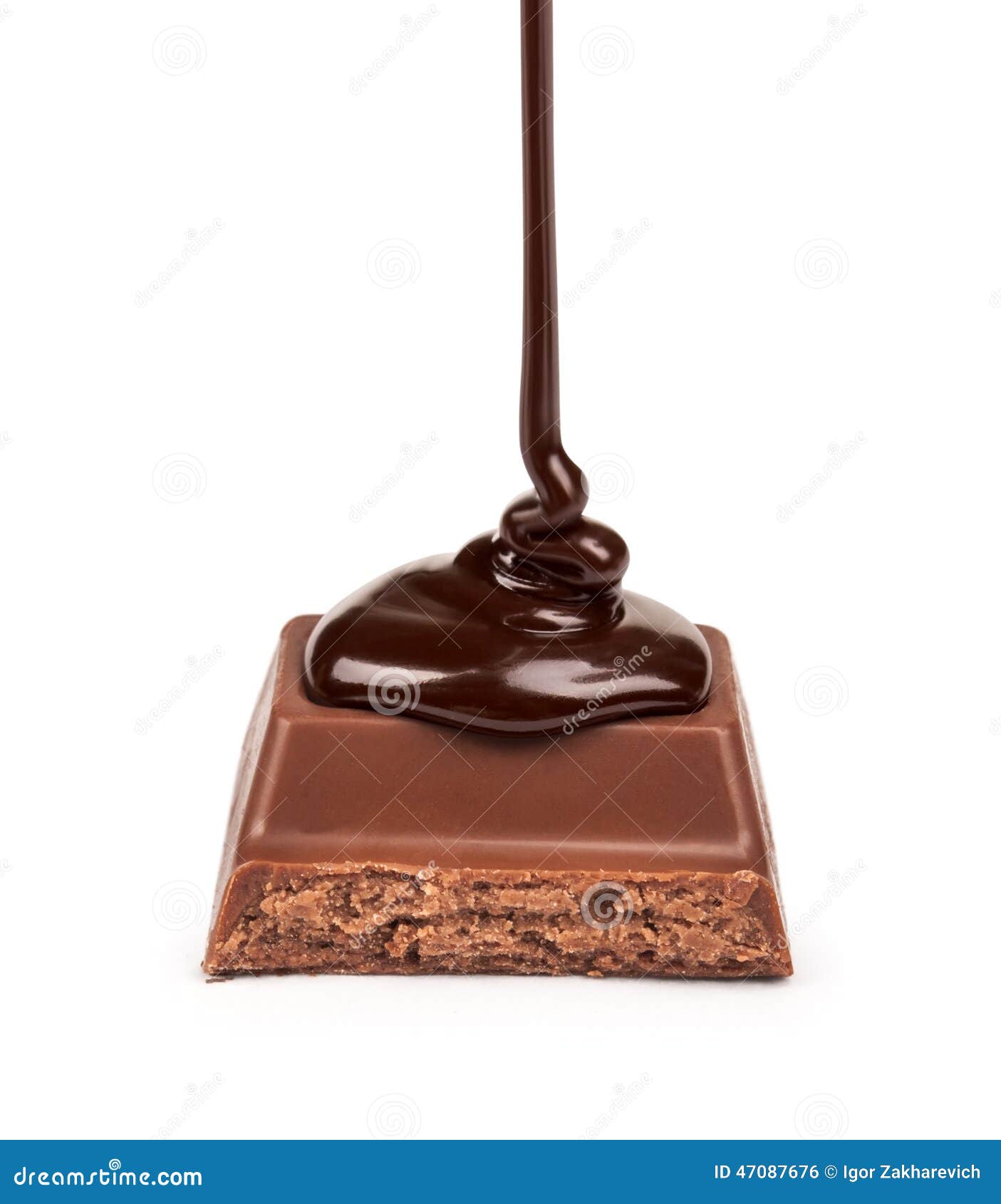 dark chocolate is poured onto a piece