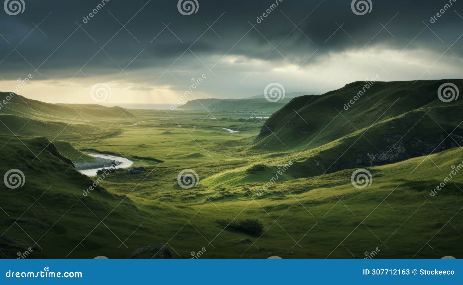 captivating sunrise light in the green dale of faro
