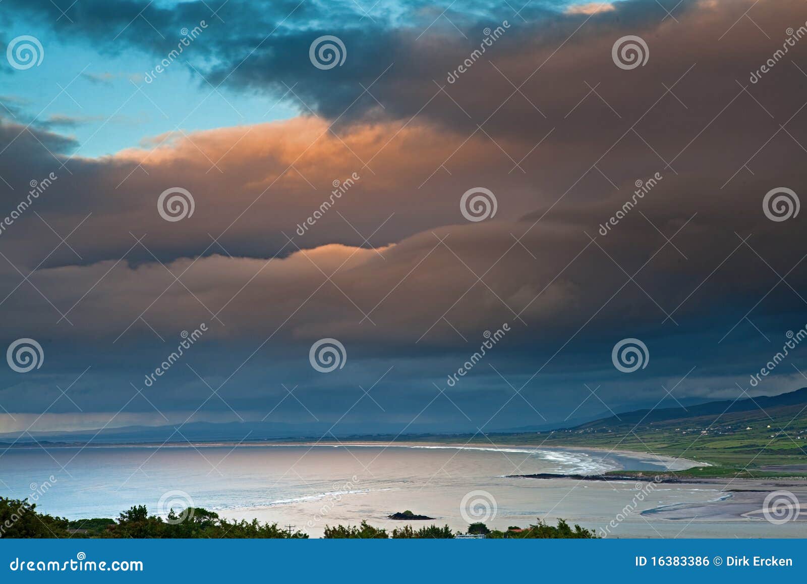 dark clouds over irish coast dingle peninsula