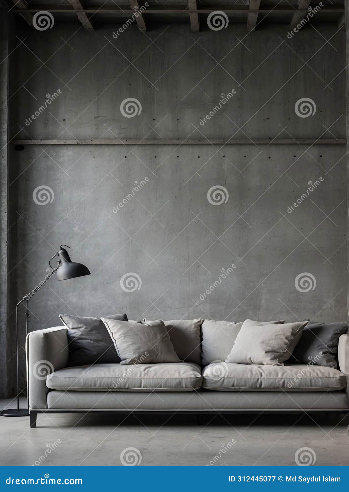 Dark Gray Living Room Inside the Dark Room Stock Illustration