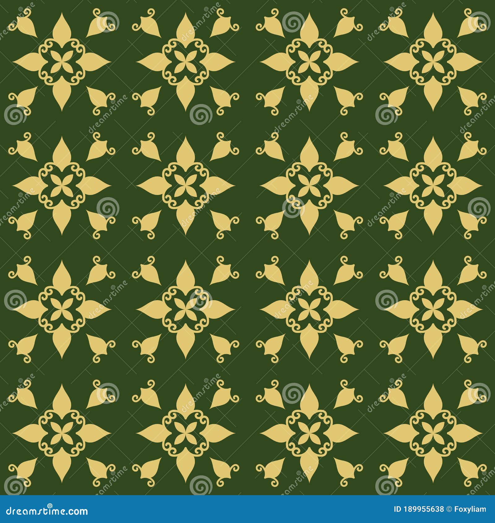 Dark Green Background with Beautiful Gold Ornaments Stock Vector