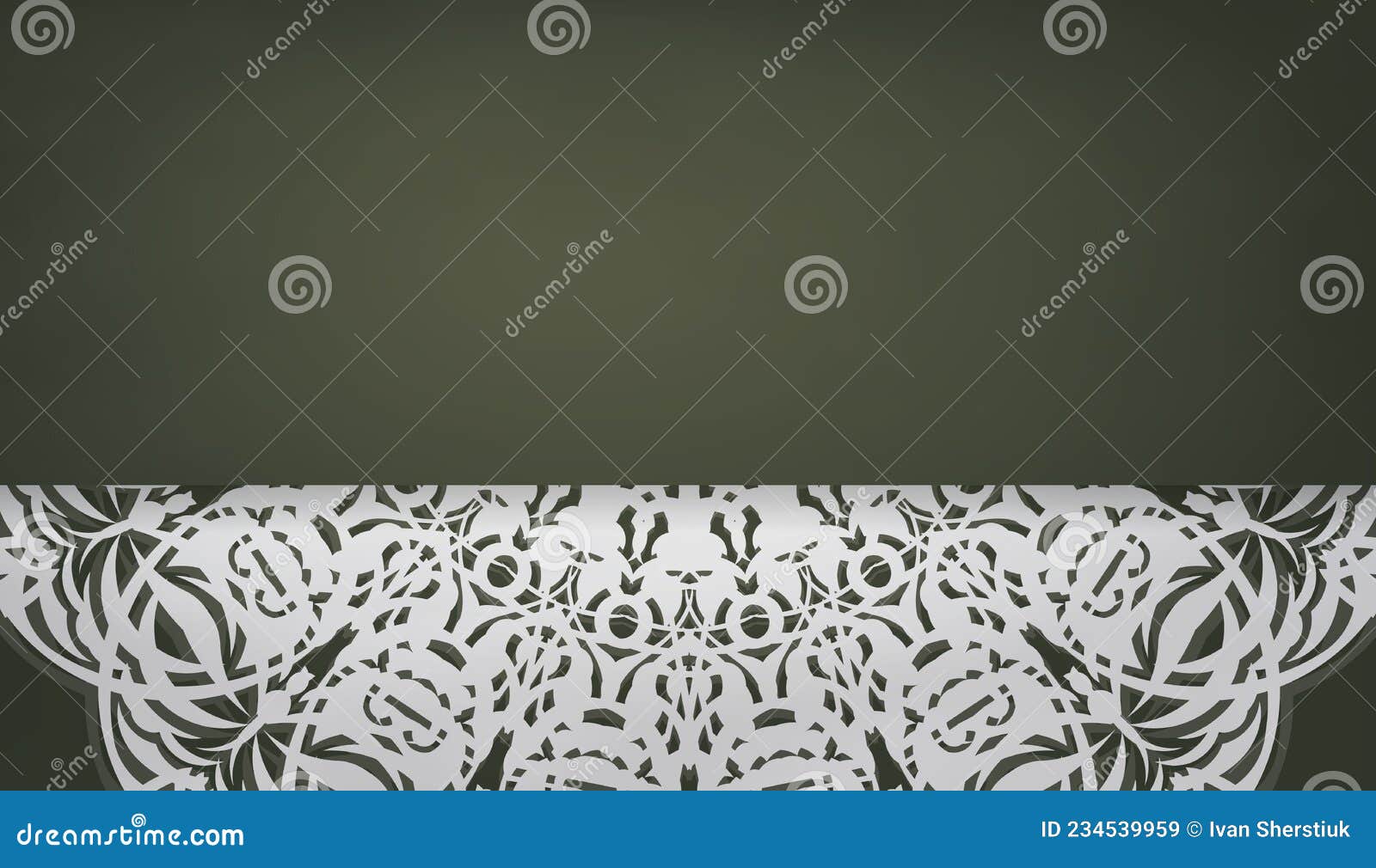 Dark Green Banner Template with Luxurious White Pattern and Space for Text Stock Vector