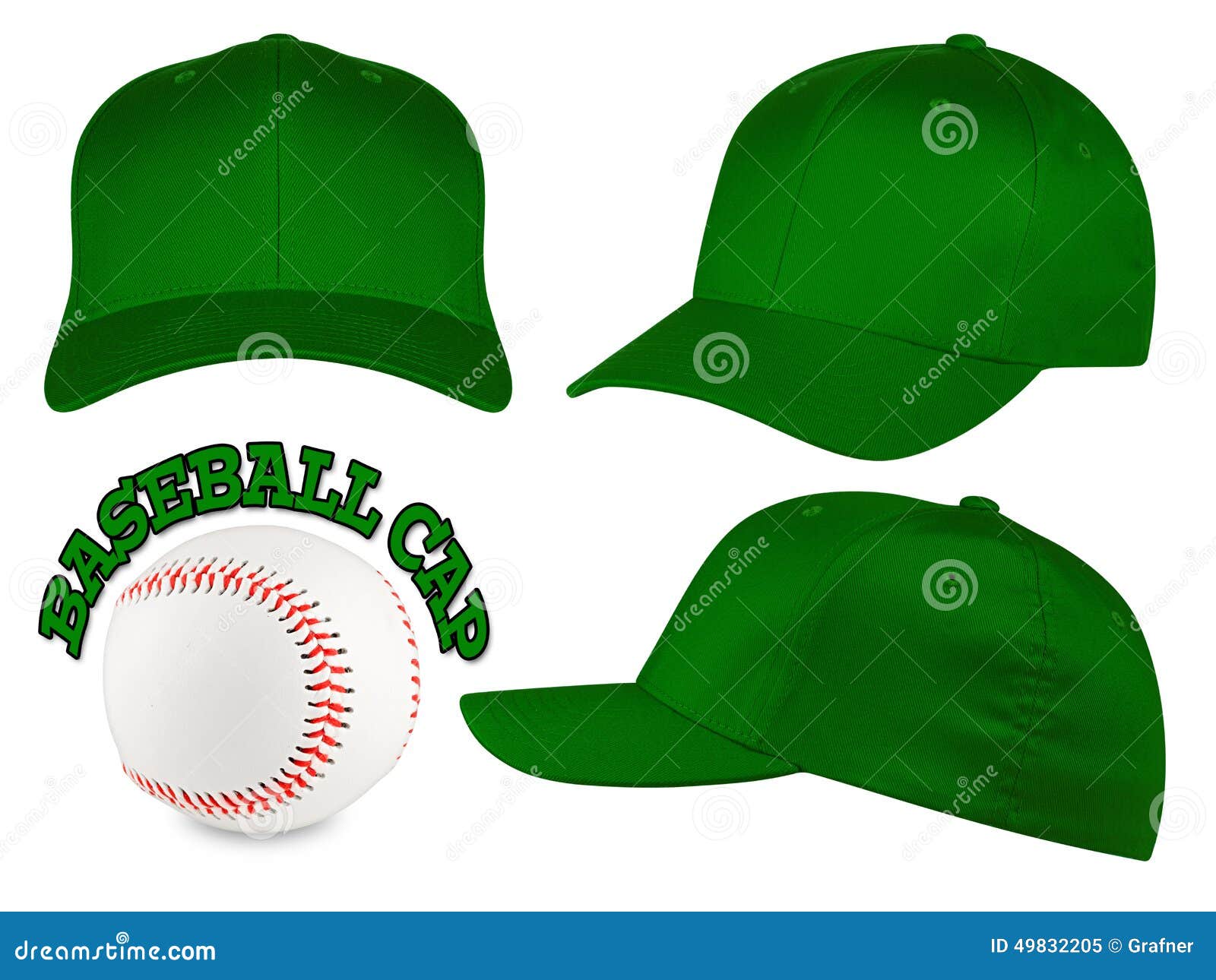 Dark Green Baseball Cap Set Stock Image Image of fashion, object
