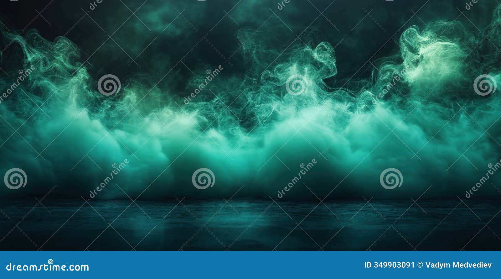 dark green, cyan neon light creates mysterious vibe. abstract background with smoke, neon light. dynamic lighting effects.
