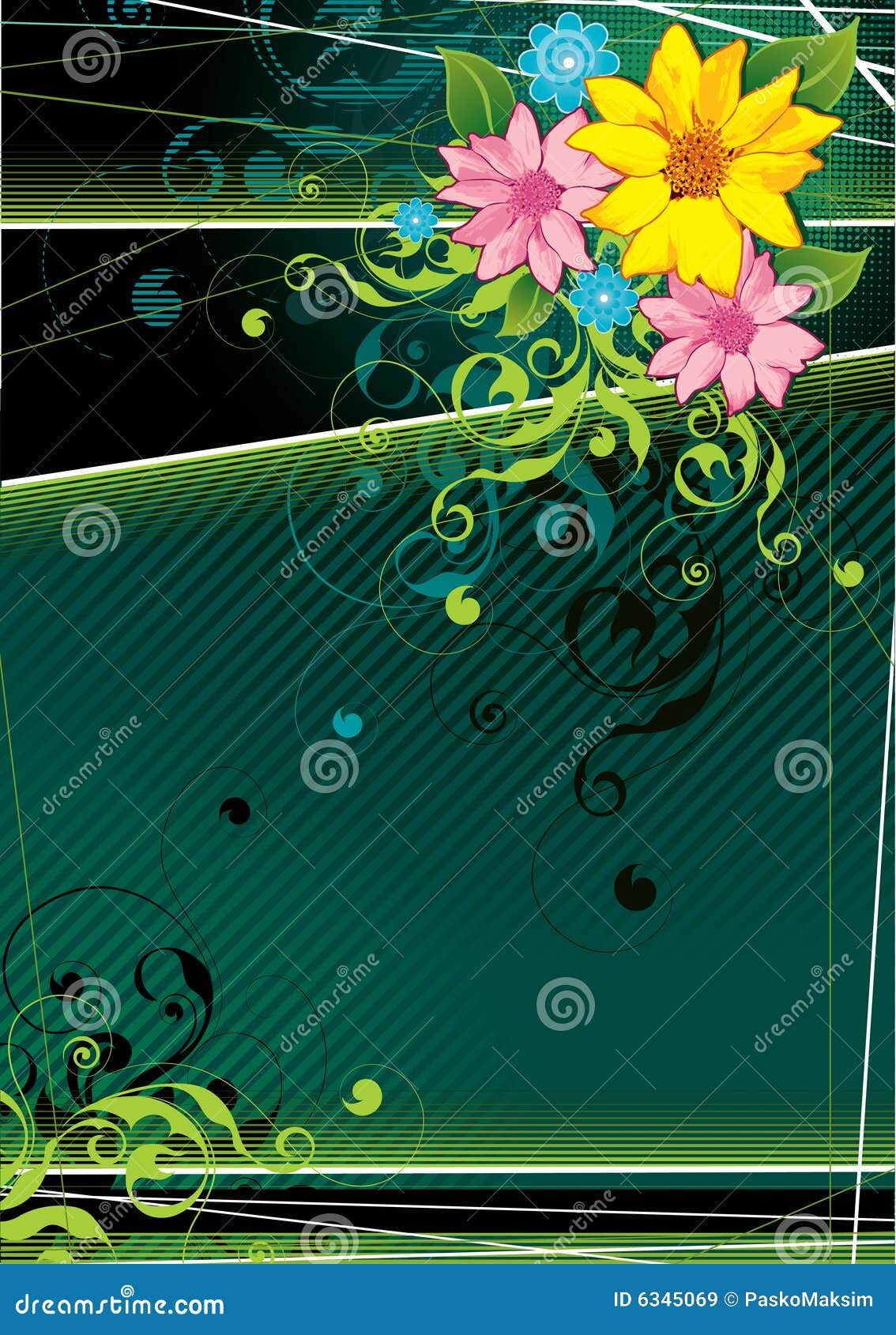 Dark Green Floral Background Stock Vector - Illustration of floral