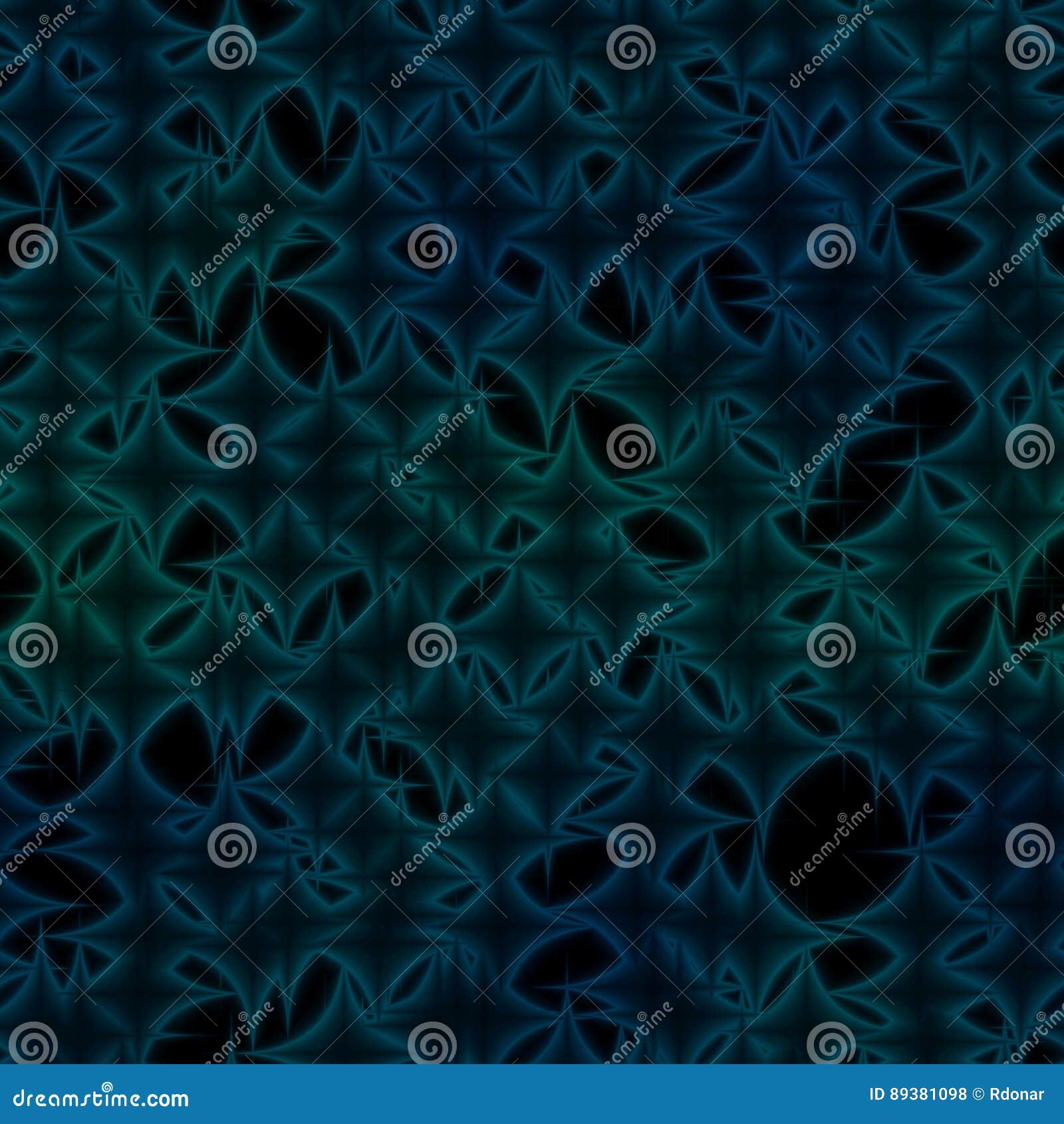 Dark Green Neon Spiky Ornaments In Background. Seamless Pattern Stock