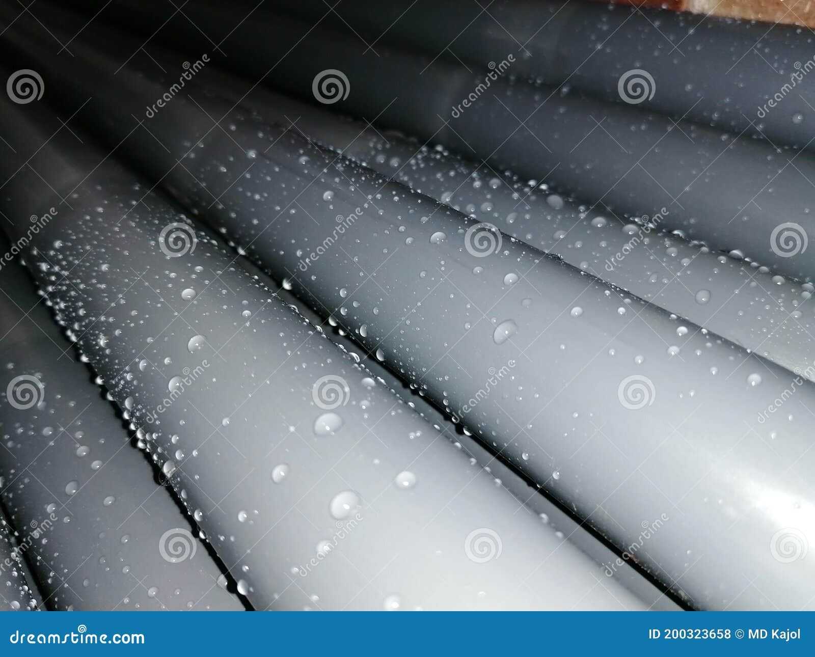 Dark Grey PVC Water Pipe Rain Water Drop Bubble Stock Photo Image of