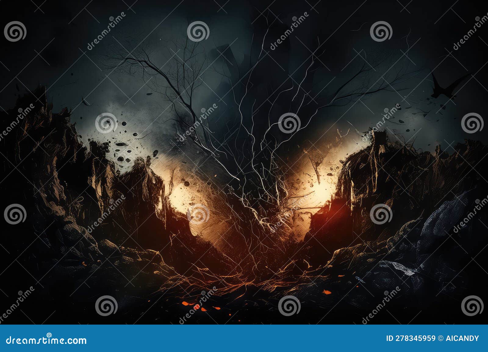 Dark Grunge Wallpaper with Mysterious Elements and Moody Textures Stock