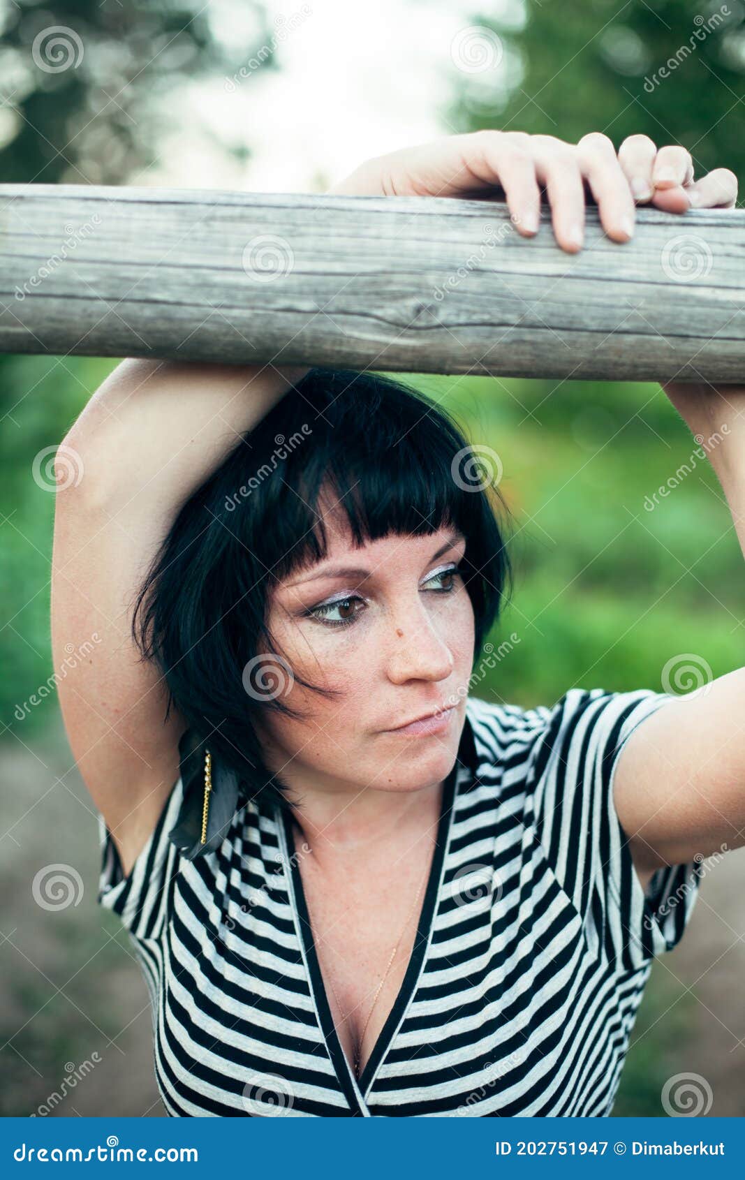 Dark Haired Woman Outdoors In The Village Stock Image Image Of Model Outside 202751947
