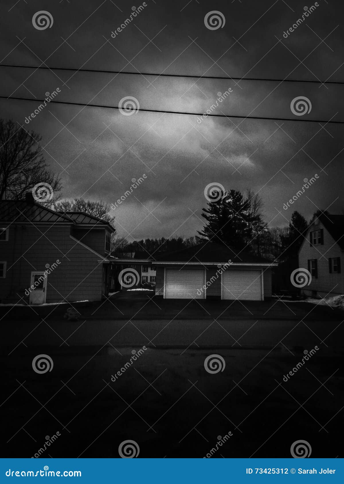 Dark house stock photo. Image of clouds, dark, blackandwhite 73425312
