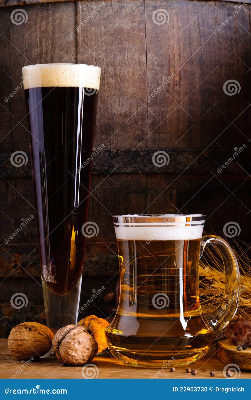 Dark and light beer stock photo. Image of light, fresh 22903730
