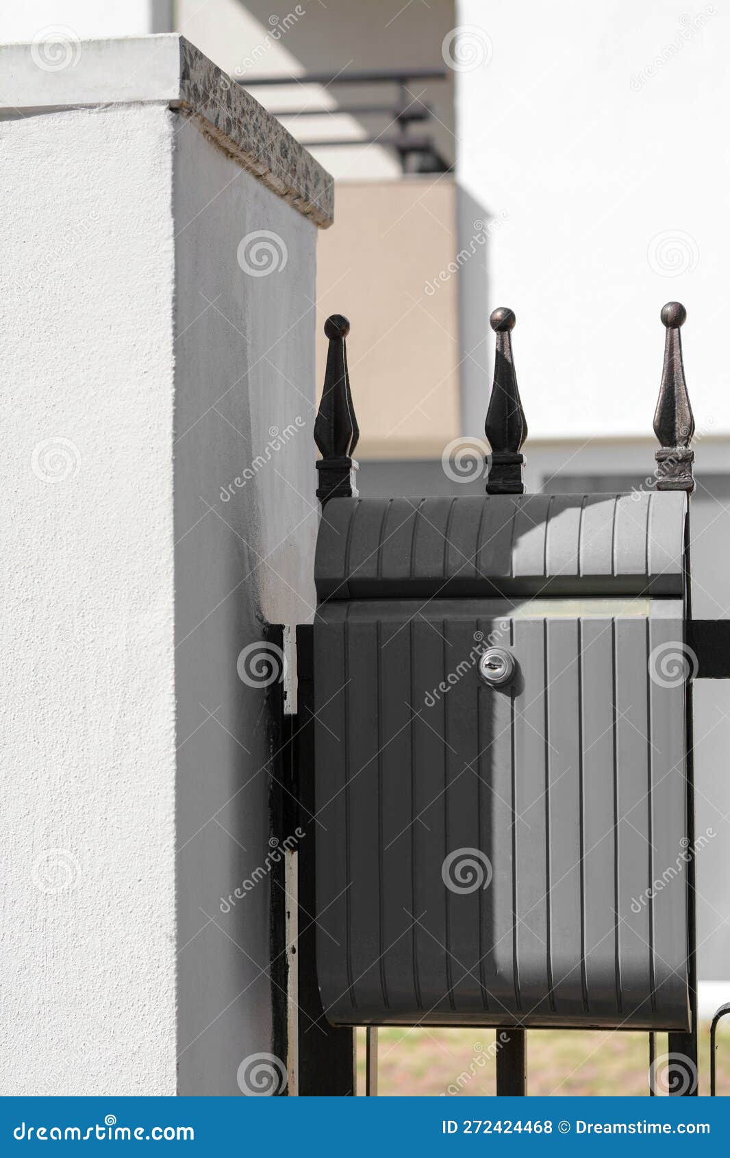 Dark Metal Letter Box on Fence Outdoors Stock Photo Image of letter