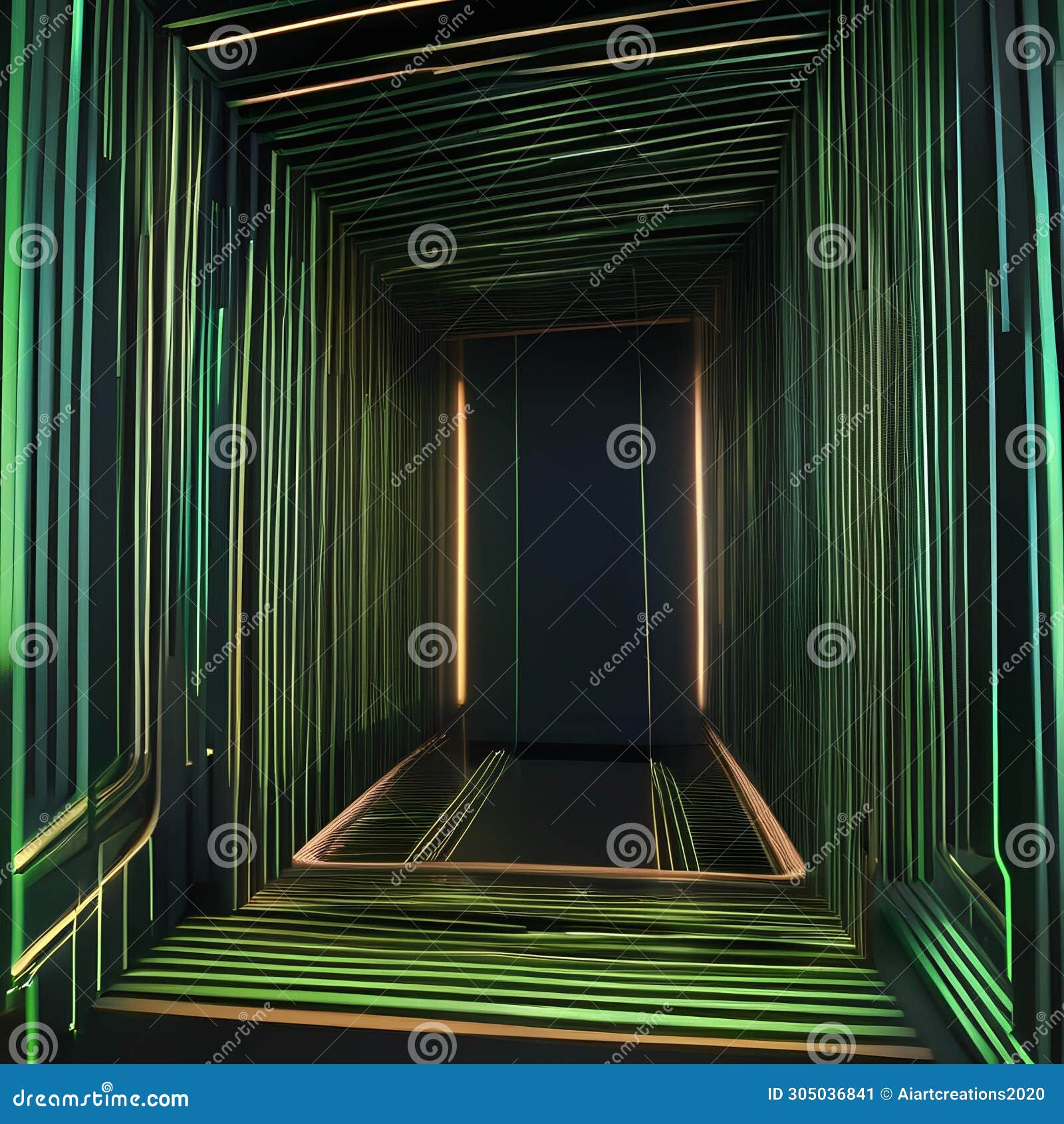 dark and mysterious 3d render with luminous green lines pulsating against a black backdrop, resembling a digital abstract master