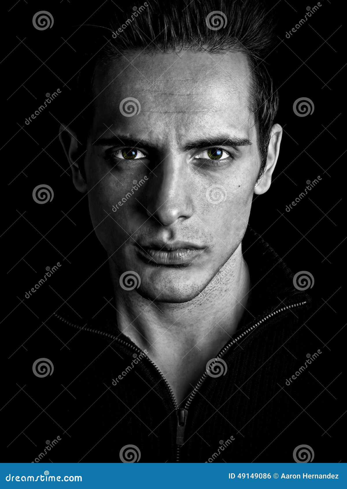 Dark Mysterious Male Stares Intensely Stock Photo - Image of single ...